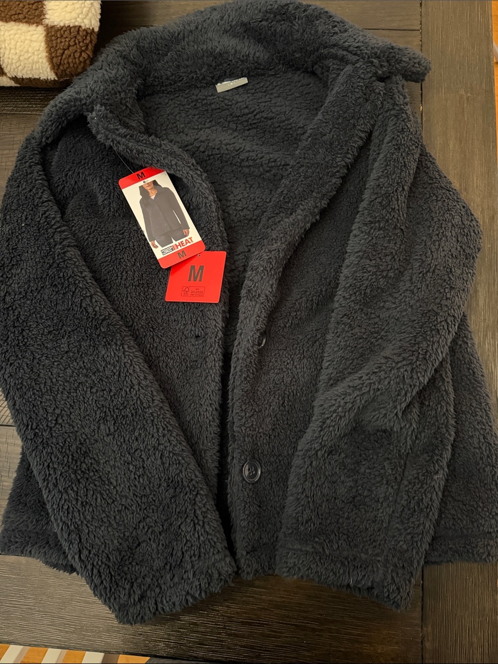 Plush Sherpa Puffer Jacket in Black